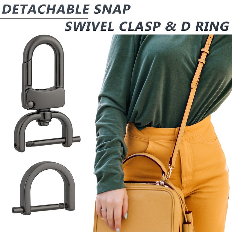 MELORDY 4pcs Detachable Snap Hook Swivel Clasp with 4pcs D-Rings Screw in Shackle for DIY Purse Strap Replacement (Gunmetal,1 inch) - Image 5
